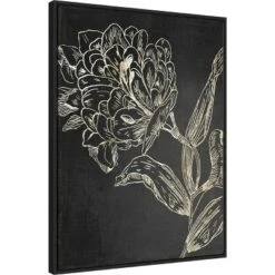 22" X 30" Golden Flower Folklore II By Asia Jensen Framed Canvas Wall Art Black - Amanti Art