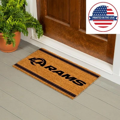 Evergreen Los Angeles Rams Logo Turf Mat, Brown- 28 X 16 Inches Indoor Outdoor Doormat 6 Evergreen Los Angeles Rams Logo Turf Mat, Brown- 28 X 16 Inches Indoor Outdoor Doormat - Image 4
