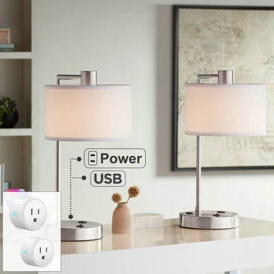 360 Lighting Colby Nickel USB Desk Lamps Set Of 2 With Smart Socket 3 360 Lighting Colby Nickel USB Desk Lamps Set Of 2 With Smart Socket