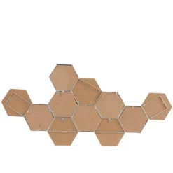 Wood Geometric Honeycomb Wall Decor With Mirrors Brown - CosmoLiving By Cosmopolitan