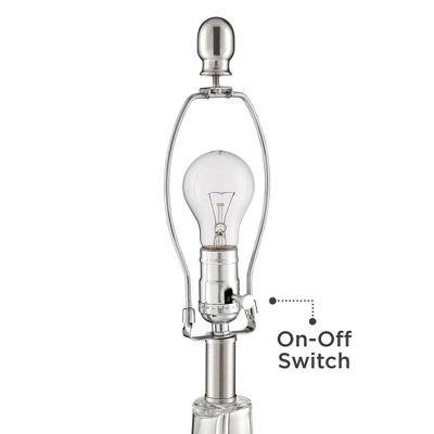 360 Lighting Modern Accent Table Lamps 21.75" High Set Of 2 With USB Charging Port Clear Glass Blue Drum Shade For Living Room Desk Bedroom Office 7 360 Lighting Modern Accent Table Lamps 21.75" High Set Of 2 With USB Charging Port Clear Glass Blue Drum Shade For Living Room Desk Bedroom Office - Image 5