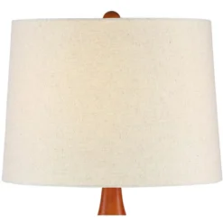 360 Lighting Brice Modern Mid Century Accent Table Lamp 23" High Ivory Ceramic Wood Neck Off White Drum Shade For Bedroom Living Room Bedside Office -Home Decoration Series GUEST 098896b2 c28a 419c aac2 cb44f6662d40