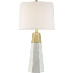 360 Lighting Julie Modern Table Lamps 27 1/2" Tall Set Of 2 Faux Marble Gold Tapered Column Fabric Drum Shade For Bedroom Living Room Bedside Office -Home Decoration Series GUEST 0aebe3bc 5223 4def b725 6216e306e528
