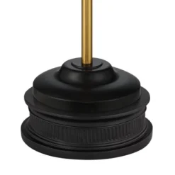 Possini Euro Design Roxie Modern Floor Lamp With Riser 65 1/2" Tall Brass Black Metal Sheer Linen Double Drum Shade For Living Room Bedroom Office -Home Decoration Series GUEST 0b185cbb 7e34 493c 9478 2e60a5f99aa0