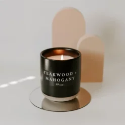 Sweet Water Decor Teakwood And Mahogany 12oz Black Stoneware Candle -Home Decoration Series GUEST 0b7dbba2 9077 466d 9e76 31c9cc994352