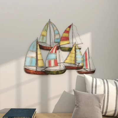 Coastal Metal Transportation Wall Decor Multi Colored - Olivia & May 11 Coastal Metal Transportation Wall Decor Multi Colored - Olivia & May - Image 9