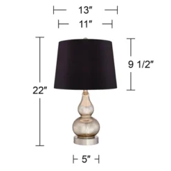 360 Lighting Castine Modern Accent Table Lamps 22" High Set Of 2 Mercury Glass With USB Charging Port Black Faux Silk Shade For Bedroom Bedside Desk -Home Decoration Series GUEST 0cbd3f6b dd66 4ef8 a42c e08a423ae45a
