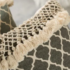 DEERLUX 16" Handwoven Cotton Throw Pillow Cover With Ogee Pattern And Tasseled Top 12 DEERLUX 16" Handwoven Cotton Throw Pillow Cover With Ogee Pattern And Tasseled Top -Home Decoration Series GUEST 0e1a5e74 2188 4824 993d 7e2ff936400b