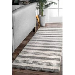 2'6"x6' Striped Kelsi Runner Rug Gray - NuLOOM