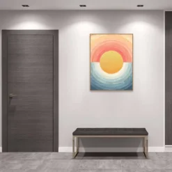 32" X 42" Retro Vibes Abstract Sun By Danhui Nai Framed Canvas Wall Art Print - Amanti Art -Home Decoration Series GUEST 10d6170d f79f 4e70 b59e a8f03c1daf86