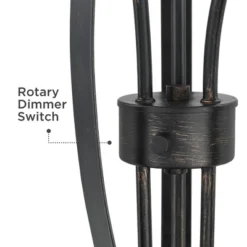 Franklin Iron Works Rustic Floor Lamp 3-Light Tree 65.5" Tall Powder Coated Black Wavy Amber Art Glass Shade For Living Room Bedroom Uplight -Home Decoration Series GUEST 11a9e835 3120 4e55 a2e0 5a7821c7ad99