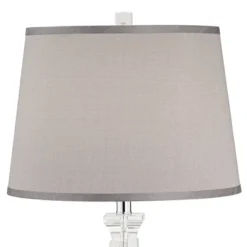 Vienna Full Spectrum Traditional Table Lamp With USB Charging Port 25" High Crystal Gray Shade Living Room Desk Bedroom House Bedside -Home Decoration Series GUEST 120d58e4 1ed8 41d2 8aff ee127a7c6f20
