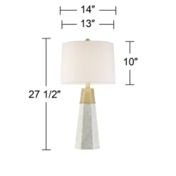 360 Lighting Julie Modern Table Lamps 27 1/2" Tall Set Of 2 Faux Marble Gold Tapered Column Fabric Drum Shade For Bedroom Living Room Bedside Office -Home Decoration Series GUEST 15a11859 854d 45a1 9223 91bb79532de6