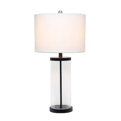 Entrapped Glass Table Lamp With Fabric Shade Black - Lalia Home 3 Entrapped Glass Table Lamp With Fabric Shade Black - Lalia Home