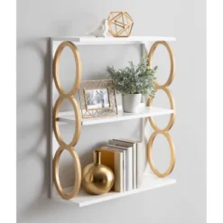 28" X 8" X 31" Ring Wooden 3-Tier Shelf White - Kate & Laurel All Things Decor -Home Decoration Series GUEST 17002748 eac2 4e28 b259 afa3db3b152a