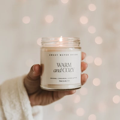 Sweet Water Decor Warm & Cozy 9oz Clear Jar Soy Candle 4 Sweet Water Decor Warm & Cozy 9oz Clear Jar Soy Candle - Image 2