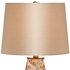 Regency Hill Cottage Table Lamps 26.5" High Set Of 2 Mother Of Pearl Tile Vase Beige Drum Shade For Living Room Family Bedroom Bedside Office -Home Decoration Series GUEST 18415a21 9068 4b3c a826 14b784ded490