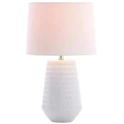 18" Stark Table Lamp White (Includes LED Light Bulb) - Safavieh -Home Decoration Series GUEST 184df6d2 0126 4f52 b653 ddc1edc4ed53