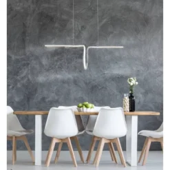 Home Decoration Series 26 34.5" Adjustable Metal Ali Dimmable Linear Pendant (Includes Energy Efficient Light Bulb) - JONATHAN Y