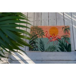 Entryways 1'4" X 2'4" Flamingo Lagoon Indoor/Outdoor Coir Doormat -Home Decoration Series GUEST 1943a54d 2ef0 4af4 81ef 092f6ef0d592