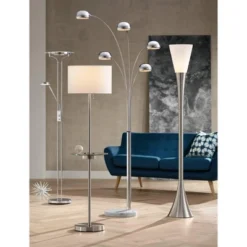360 Lighting Perseus Modern Torchiere Floor Lamp With Reading Light 71 3/4" Tall Chrome Silver Metal LED Adjustable For Living Room Bedroom House Home -Home Decoration Series GUEST 1b82715a 7bee 4419 9af3 406a6342b315