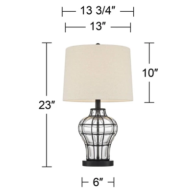 360 Lighting Hudson Rustic Accent Table Lamps 23" High Set Of 2 Bronze Clear Glass USB Charging Port Drum Shade For Bedroom Living Room Bedside Desk 10 360 Lighting Hudson Rustic Accent Table Lamps 23" High Set Of 2 Bronze Clear Glass USB Charging Port Drum Shade For Bedroom Living Room Bedside Desk - Image 8