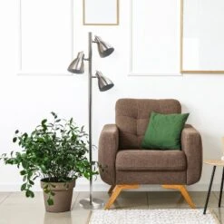 64" Traditional 3 Light Metal Floor Lamp With Adjustable Spotlight Shades Brushed Nickel - Creekwood Home -Home Decoration Series GUEST 1c1e6ff1 3cdb 42c8 b23d 4f98a6d62763