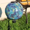 Sunnydaze Decor Sunnydaze Crackled Glass Azul Terra Design Indoor/Outdoor Garden Gazing Globe With LED Solar Light - 10" Diameter - Blue And Green -Home Decoration Series GUEST 1c1ee463 6db5 40a3 8fdc 755060f3c9d9