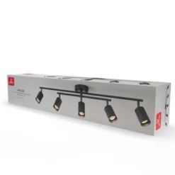 5-Light Matte Black Track Lighting With Center Swivel Bar With Pivoting Shades - Globe Electric -Home Decoration Series GUEST 1c463289 ea57 4fbc b250 c85fa14c0951