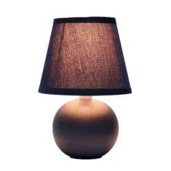 8.66" Petite Ceramic Orb Base Bedside Table Desk Lamp With Matching Tapered Drum Fabric Shade Blue - Creekwood Home -Home Decoration Series GUEST 1ca651c6 a660 4b6c be9f 9c291eaf03e9