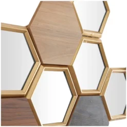 Wood Geometric Honeycomb Wall Decor With Mirrors Brown - CosmoLiving By Cosmopolitan -Home Decoration Series GUEST 1f4f06b2 a700 4574 bfaf 34fcddfdb1a1