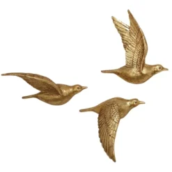 Resin Bird Metallic 3D Sculpted Wall Decor Set Of 3 Gold - Olivia & May -Home Decoration Series GUEST 21e66d91 574e 4393 b01a b4054cdd4659