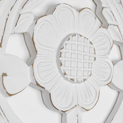 Hand Carved Wood Decorative Wall Panel White - American Art Decor 3 Hand Carved Wood Decorative Wall Panel White - American Art Decor