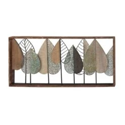Metal Leaf Varying Texture Wall Decor With Wood Frame Brown - Olivia & May -Home Decoration Series GUEST 23d045c5 2659 4d7a a45c bf974b62ecd4
