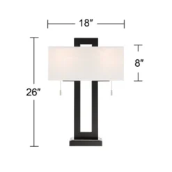 360 Lighting Neil Modern Rustic Table Lamp 26" High Black Metal With USB Charging Port White Rectangular Shade For Bedroom Living Room Bedside Desk -Home Decoration Series GUEST 249b76df c4e3 4773 8e38 002a6115fa7e