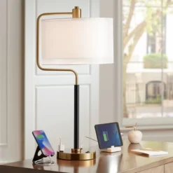 Possini Euro Design Possini Euro Carlyle USB Port And Outlet Modern Desk Lamps Set Of 2 -Home Decoration Series GUEST 27b8b40a 1418 4e83 a4cb 9e02060085ea