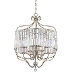 Vienna Full Spectrum Stella Antique Soft Silver Chandelier 22" Wide French Crystal Glass 6-Light Fixture For Dining Room House Foyer Kitchen Island -Home Decoration Series GUEST 28eab6ac 460d 4509 abd2 43b93ec62b5f