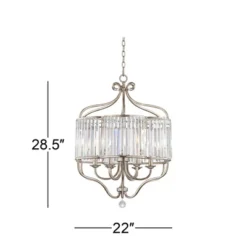 Vienna Full Spectrum Stella Antique Soft Silver Chandelier 22" Wide French Crystal Glass 6-Light Fixture For Dining Room House Foyer Kitchen Island -Home Decoration Series GUEST 295ebaa8 5ded 4542 927b e17330590c4e