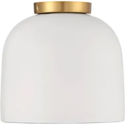 Possini Euro Design Merrick Modern Industrial Ceiling Light Flush Mount Fixture 9 1/4" Wide White Cement Gold For Bedroom Kitchen Living Room Hallway -Home Decoration Series GUEST 2a20b418 8e55 4d9c 8c44 bc59b85cb0d4