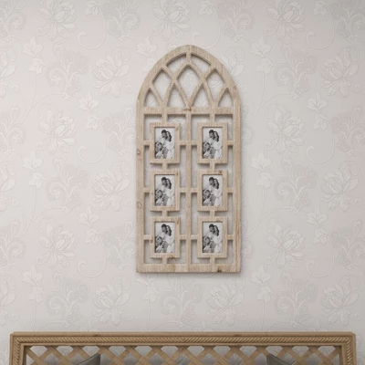 Wood 6 Slot Wall Photo Frame With Window Arch Shape Light Brown - Olivia & May 14 Wood 6 Slot Wall Photo Frame With Window Arch Shape Light Brown - Olivia & May - Image 12