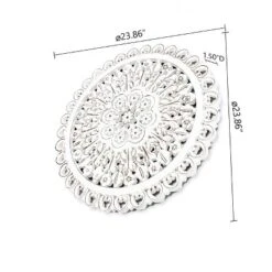 LuxenHome White Wood Flower 23.86" Round Wall Decor Home Decor Interior Design -Home Decoration Series GUEST 2d3fd1c6 0519 4511 8cd3 17cf4704d848
