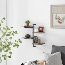 4-Tier Sienna Vertical Wall Shelf Unit Black/Rustic - Danya B. 9 4-Tier Sienna Vertical Wall Shelf Unit Black/Rustic - Danya B. -Home Decoration Series GUEST 2dbe224d de81 4ebb b93d 058f75089fbc