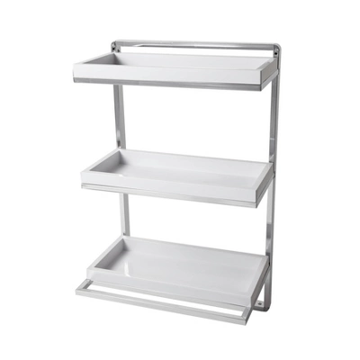 10.5" X 16" 3 Tier Wall Shelving Unit With Towel Rack And Trays Chrome/White - Danya B. 5 10.5" X 16" 3 Tier Wall Shelving Unit With Towel Rack And Trays Chrome/White - Danya B. - Image 3