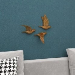Resin Bird Metallic 3D Sculpted Wall Decor Set Of 3 Gold - Olivia & May -Home Decoration Series GUEST 2ee18415 a694 405e b8f6 bddd77062f61