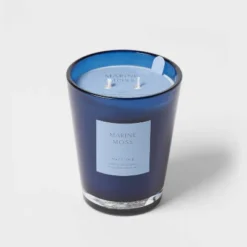 Colored Vase Glass With Dustcover Marine Moss Candle Blue - Threshold™ -Home Decoration Series GUEST 2f74f3e1 96a9 4d09 847e 100c47a93447