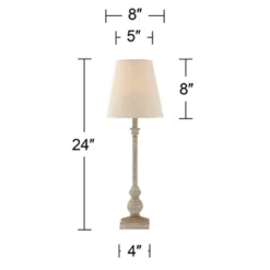 Regency Hill Loreno Traditional Buffet Table Lamps 24" High Set Of 2 Whitewashed Oatmeal Linen Drum Shade For Bedroom Living Nightstand Family Room -Home Decoration Series GUEST 306610cb e6f2 473b bdd9 8b014e1575d7
