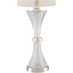 Regency Hill Luca Modern Table Lamps 25 1/2" High Set Of 2 Clear Glass With USB Charging Ports Dimmers White Fabric Drum Shade For Bedroom House Desk -Home Decoration Series GUEST 31dc60d0 0668 4a60 8beb b60e4d75ea2d