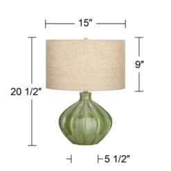 360 Lighting Gordy Modern Accent Table Lamp Handcrafted 20 1/2" High Ribbed Green Ceramic Oatmeal Fabric Drum Shade For Bedroom Living Room Bedside 13 360 Lighting Gordy Modern Accent Table Lamp Handcrafted 20 1/2" High Ribbed Green Ceramic Oatmeal Fabric Drum Shade For Bedroom Living Room Bedside -Home Decoration Series GUEST 32580611 223c 4b4a 8385 930bb02223e5