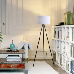 61.25" Metal Tripod Floor Lamp With Linen Shade Black/White - Cresswell Lighting -Home Decoration Series GUEST 34b3dac2 0ef4 428c bc73 b8d182fdbd8a