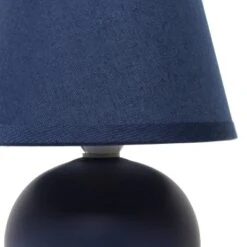 8.66" Petite Ceramic Orb Base Bedside Table Desk Lamp With Matching Tapered Drum Fabric Shade Blue - Creekwood Home -Home Decoration Series GUEST 35769fe7 352b 4441 959e 8609595b0e40